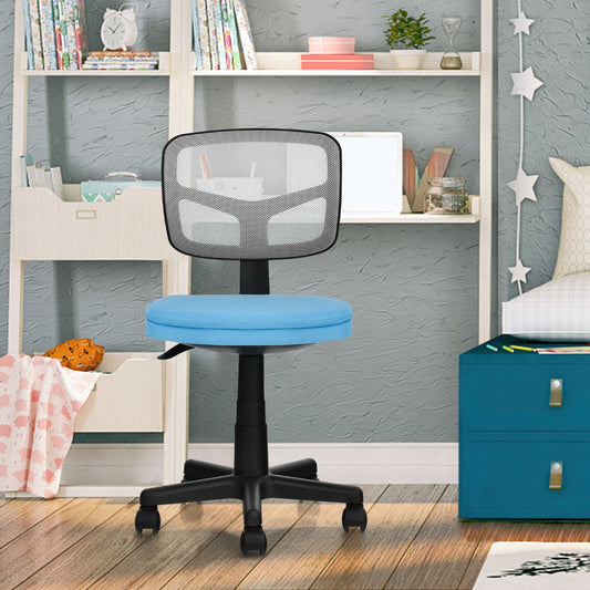 Costway Low-Back Armless Mesh Computer Chair for Home and Office-Blue