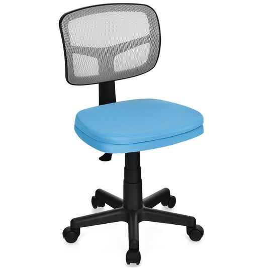 Costway Low-Back Armless Mesh Computer Chair for Home and Office-Blue