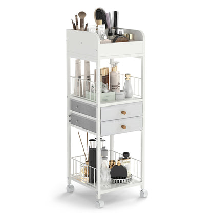 Makeup Organizer with Drawers and Storage Shelves-White