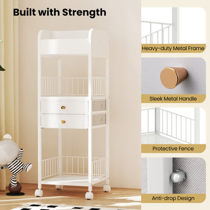 Makeup Organizer with Drawers and Storage Shelves-White