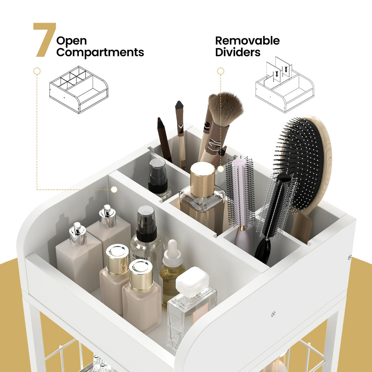 Makeup Organizer with Drawers and Storage Shelves-White