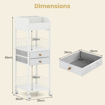 Makeup Organizer with Drawers and Storage Shelves-White