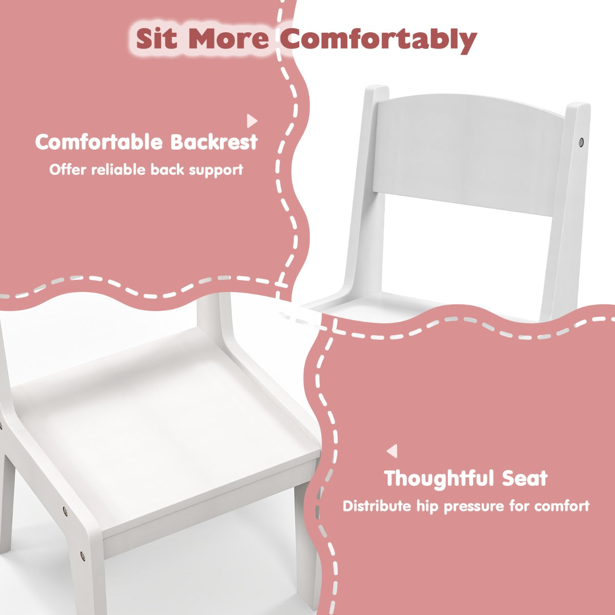 Makeup Table and Chair Set with Acrylic Mirror and 2-Colour LED Lights-White