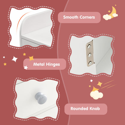 Makeup Table and Chair Set with Acrylic Mirror and 2-Colour LED Lights-White