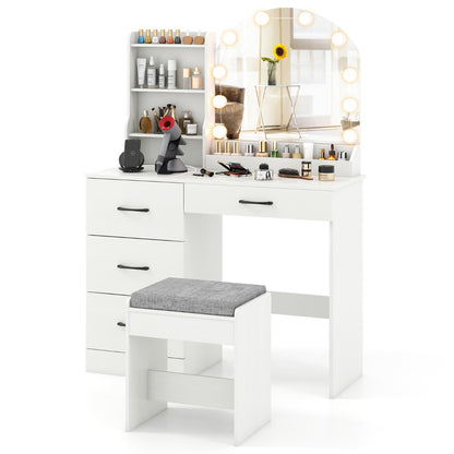 Makeup Vanity Desk with Mirror and Lights Dressing Table-White