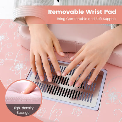 Folding Manicure Nail Table with Electric Dust Collector-Pink