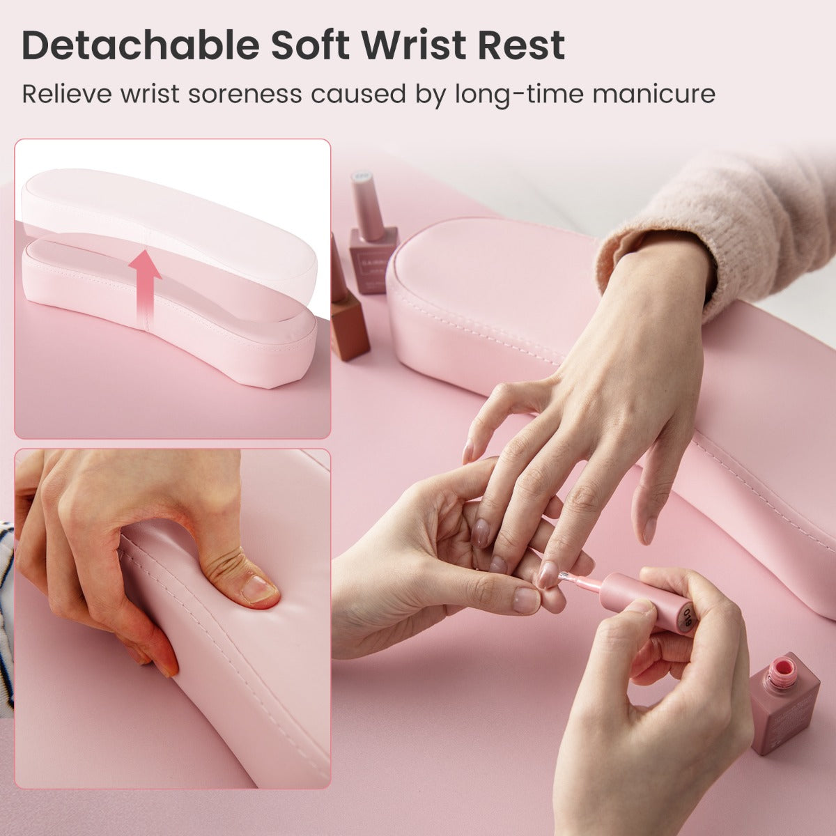 Manicure Table Nail Desk Nail Tech Station with Drawers-Pink