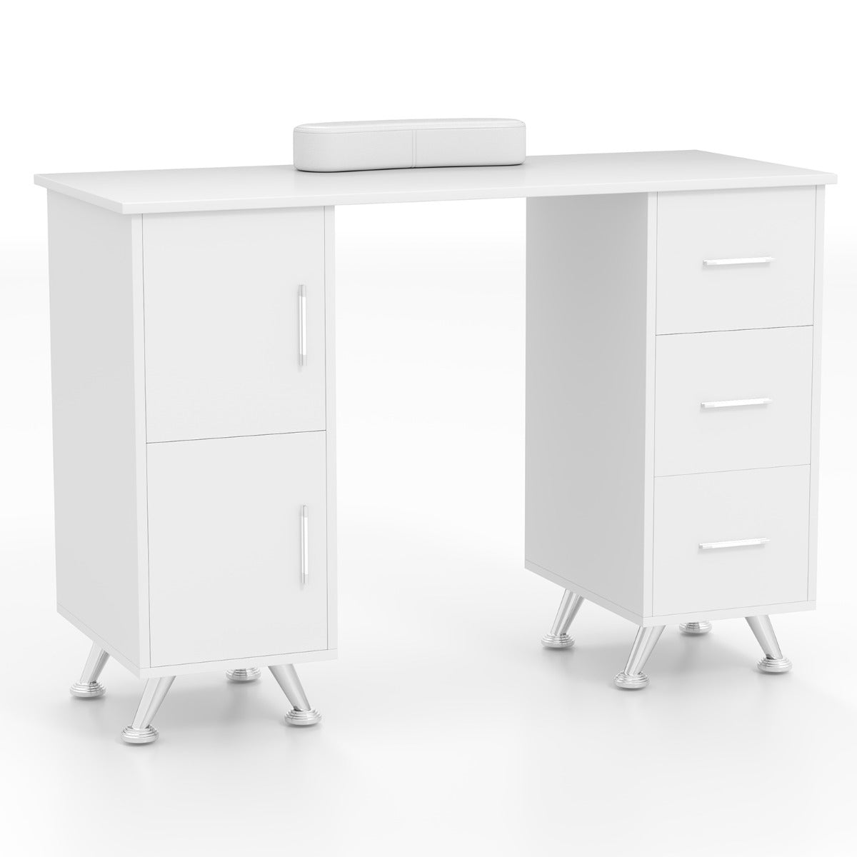 Manicure Table Nail Desk Nail Tech Station with Drawers-White