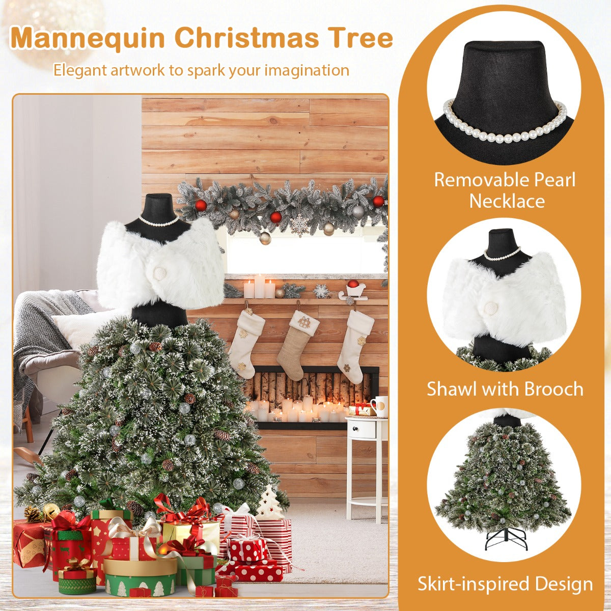 150CM Pre-lit Mannequin Artificial Christmas Tree with 50 LED Light Balls