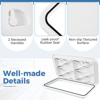 Marine Deck Access Hatch with 180° Lid Hinge and Non-Slip Surface-White