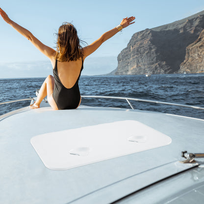 Marine Deck Access Hatch with 180° Lid Hinge and Non-Slip Surface-White