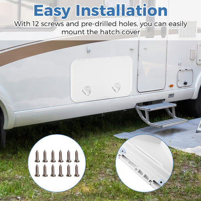 Marine Deck Access Hatch with 180° Lid Hinge and Non-Slip Surface-White