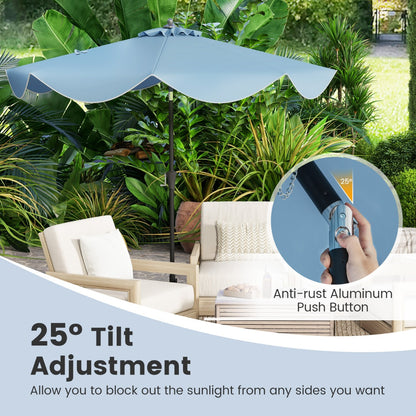 Costway 2.8M Patio Umbrella 2-Tier Market Table Umbrella with Crank Handle-Navy
