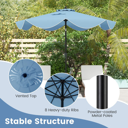 Costway 2.8M Patio Umbrella 2-Tier Market Table Umbrella with Crank Handle-Navy