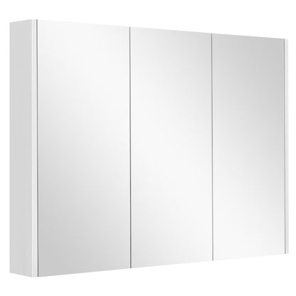 Frameless Bathroom Wall Mounted Mirror Cabinet with 3 Doors and Adjustable Shelves