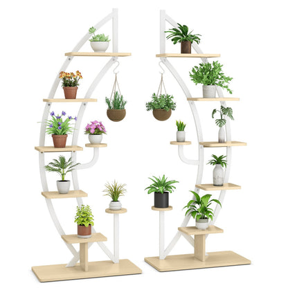 Staggered shelves help plants receive maximum sunlight while creating an organized indoor garden