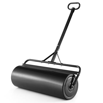 63L Metal Lawn Roller with Detachable Gripping Handle for Garden-Black