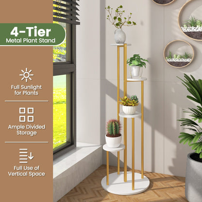 Modern indoor plant stand with five levels provides space for flowers, vases, ornaments, and photo frames