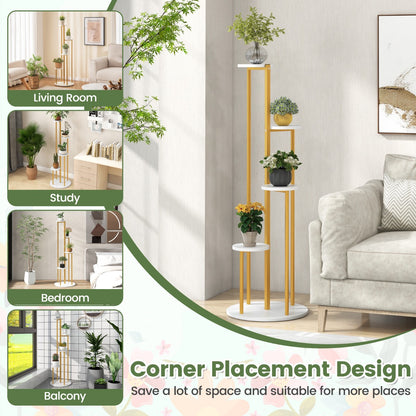 Costway Indoor Metal Plant Stand with Golden Metal Frame for Home Office Balcony Living Room