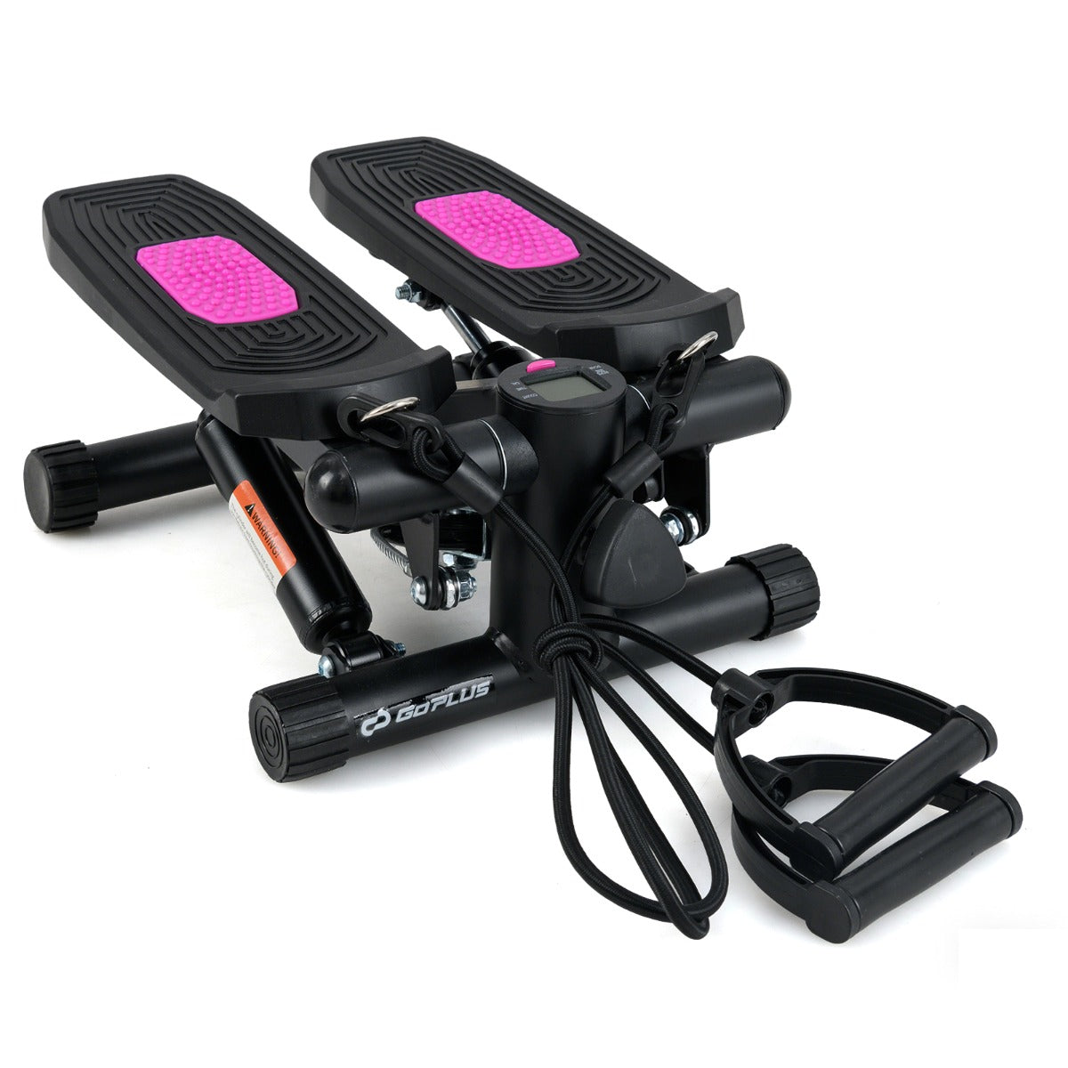 Mini Stepper with Resistance Bands and Adjustable Height for Exercise at Home-Black