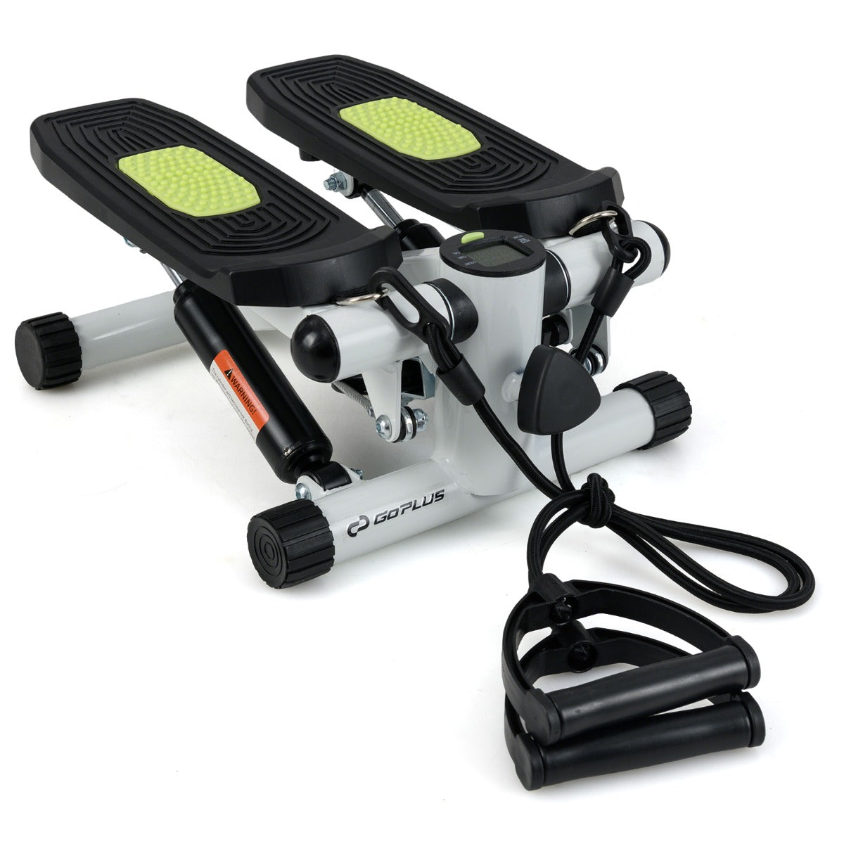 Mini Stepper with Resistance Bands and Adjustable Height for Exercise at Home-White