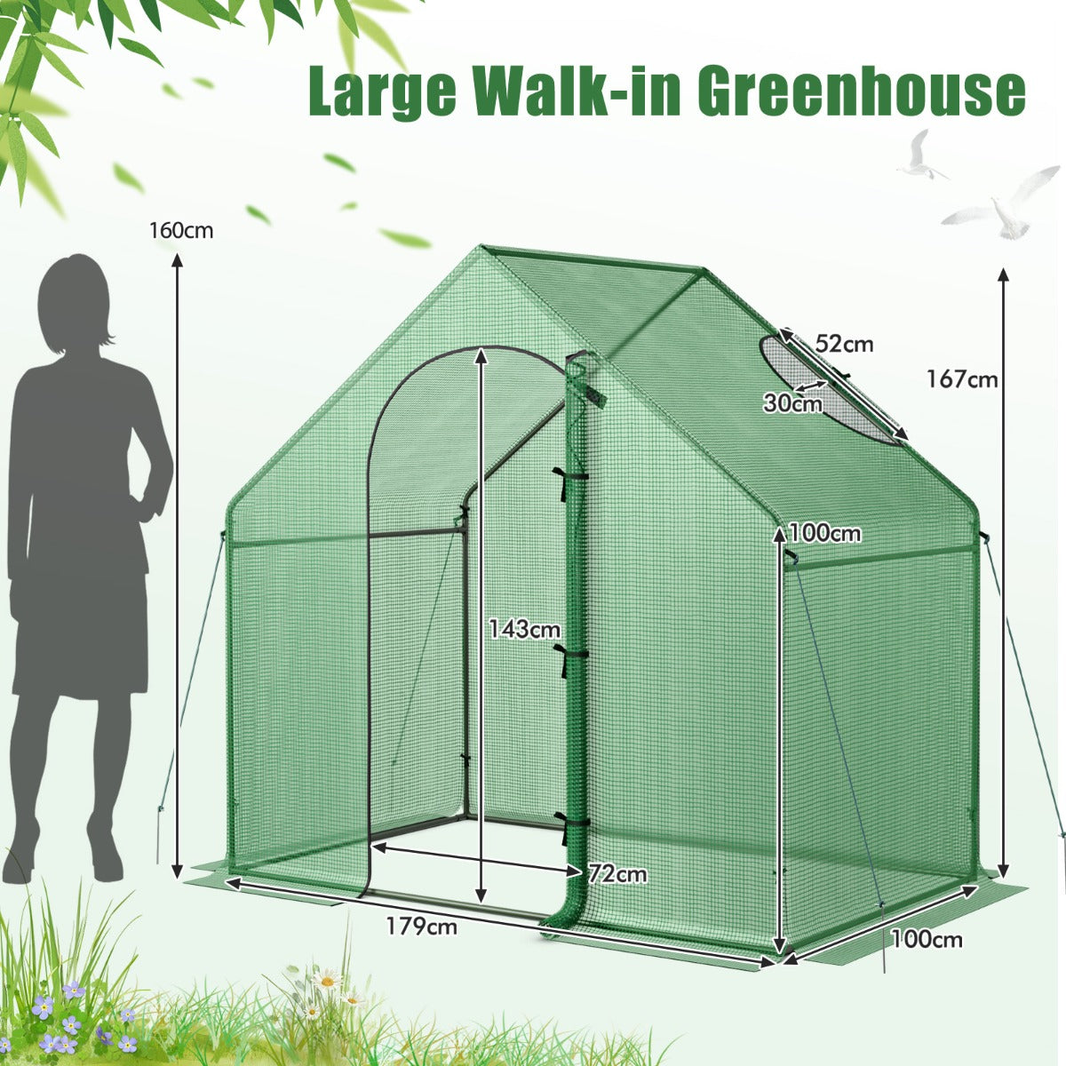 Mini Walk-in Greenhouse with PE Cover