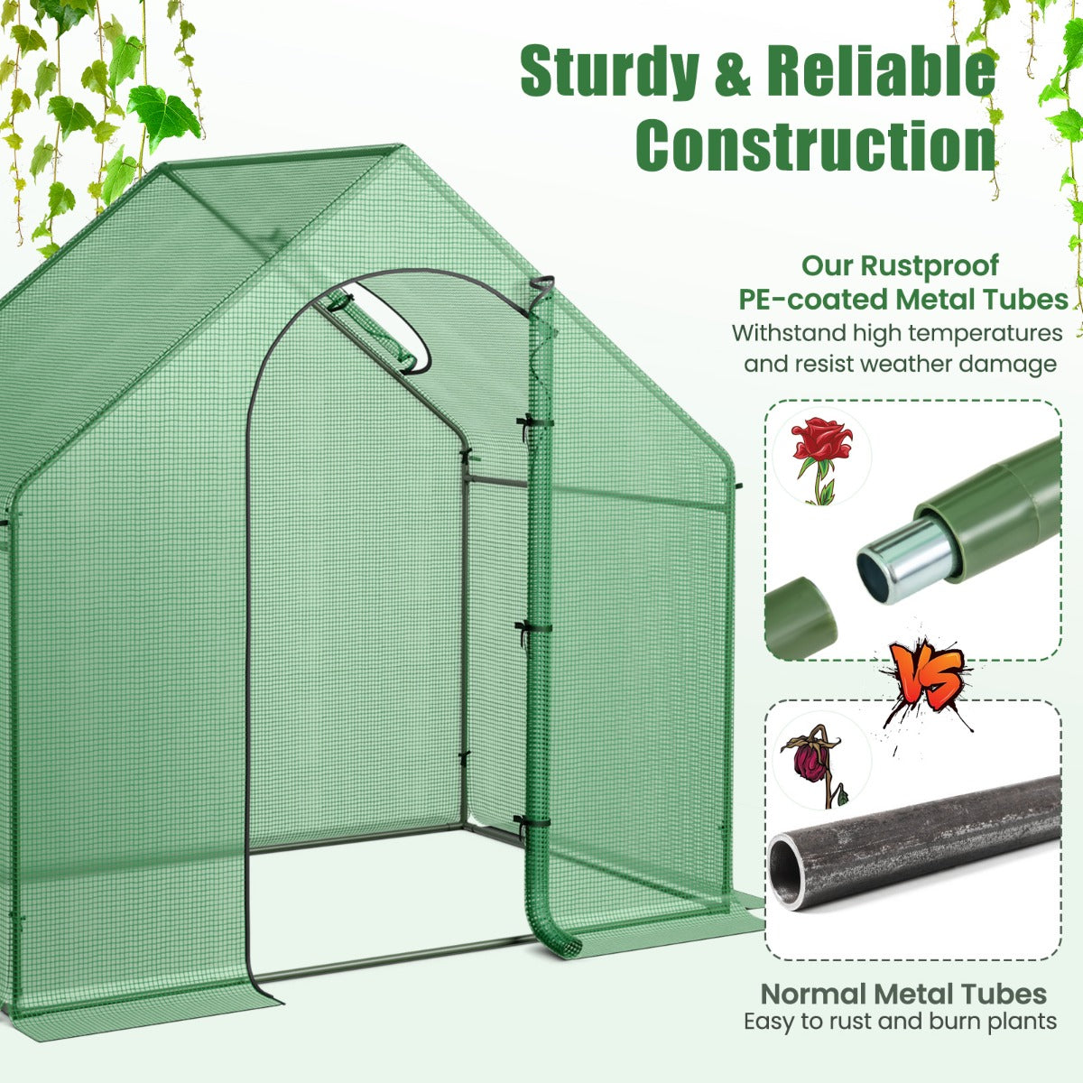 Mini Walk-in Greenhouse with PE Cover