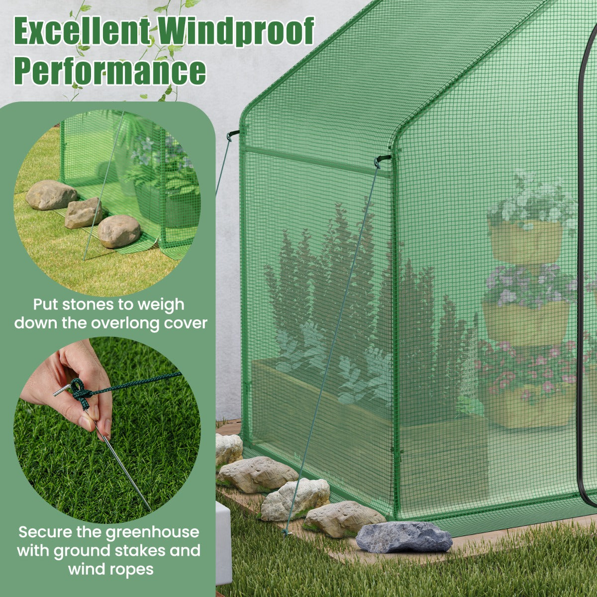Mini Walk-in Greenhouse with PE Cover
