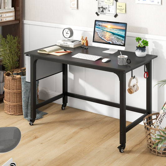Costway Mobile Computer Desk 120cm Home Office Desk with Storage Bag-Black