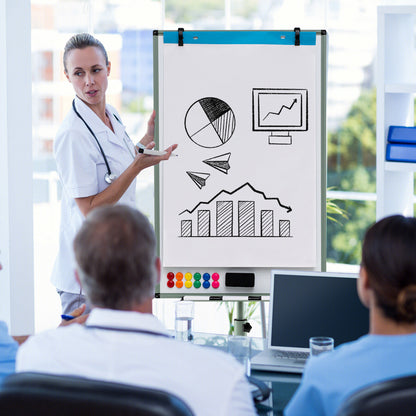 Mobile Dry Erase Whiteboard with Height Adjustable Stand-Grey