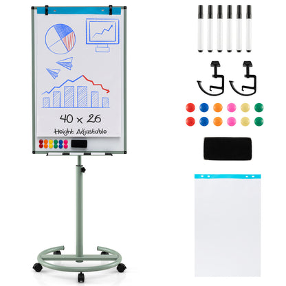 Mobile Dry Erase Whiteboard with Height Adjustable Stand-Grey
