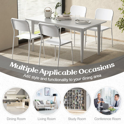Modern Dining Chairs Set of 4 with Tilted Backrest and Sturdy Metal Legs-White