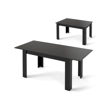 Modern Kitchen Table with Adjustable Tabletop and L-shaped Legs-Black