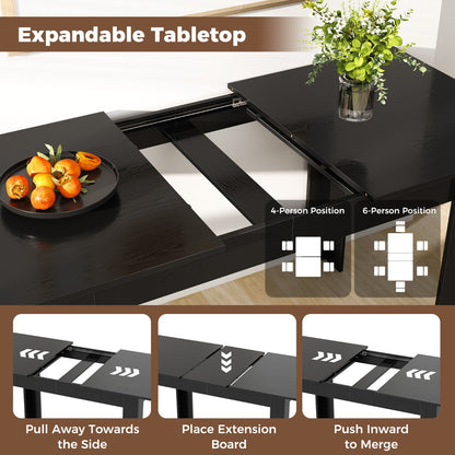 Modern Kitchen Table with Adjustable Tabletop and L-shaped Legs-Black