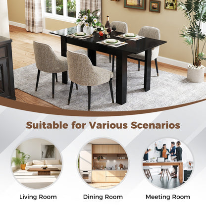 Modern Kitchen Table with Adjustable Tabletop and L-shaped Legs-Black