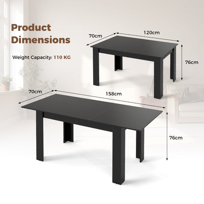 Modern Kitchen Table with Adjustable Tabletop and L-shaped Legs-Black
