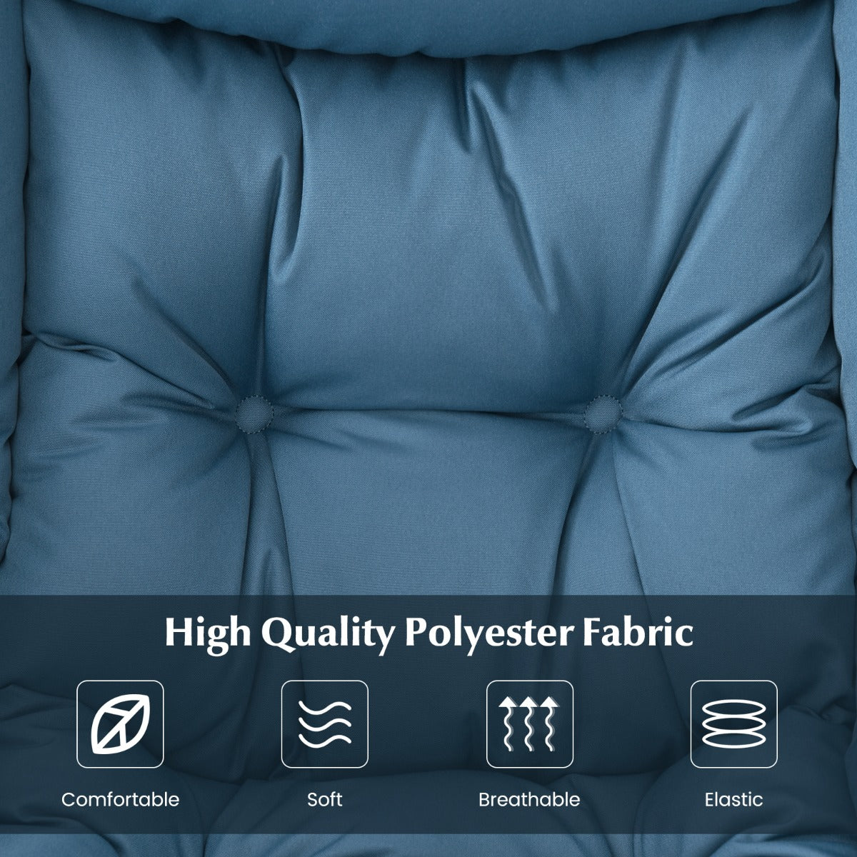 Modern Lazy Chair with Ottoman & Pillow & Armrests & Side Pocket-Blue