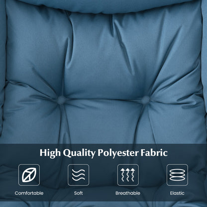 Modern Lazy Chair with Ottoman & Pillow & Armrests & Side Pocket-Blue