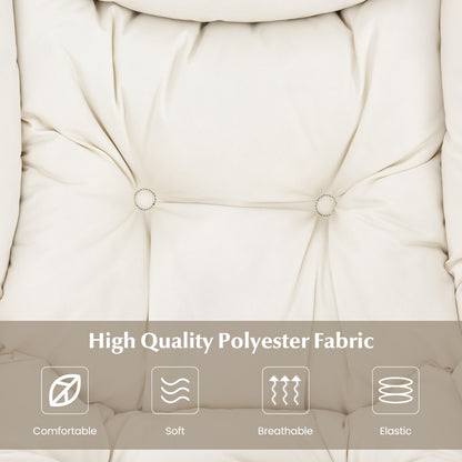 Modern Lazy Chair with Ottoman &amp;amp; Pillow &amp;amp; Armrests &amp;amp; Side Pocket-Beige