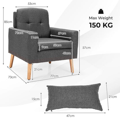 Comfortable modern accent chair with a wide seat, waist pillow, and supportive ergonomic backrest