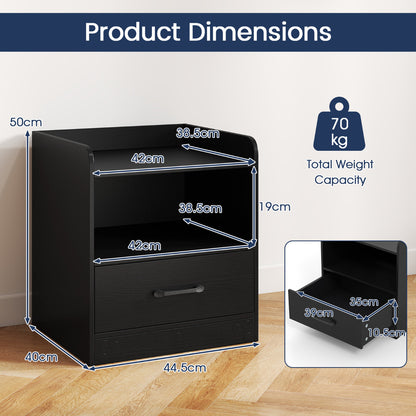 Modern Nightstand with Drawer Small Bedside Table-Black