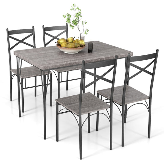 Costway Modern Rectangular 5-Piece Dining Table Set with Metal Frame