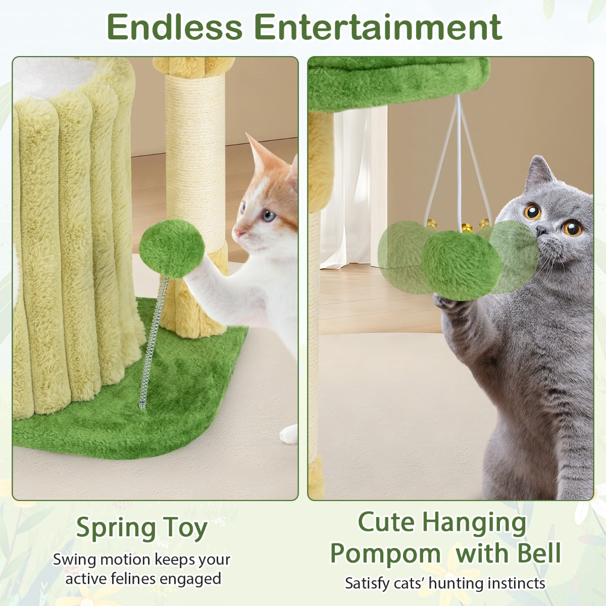Modern Small Cat Tower Cute Cat Tree with Sisal Scratching Posts