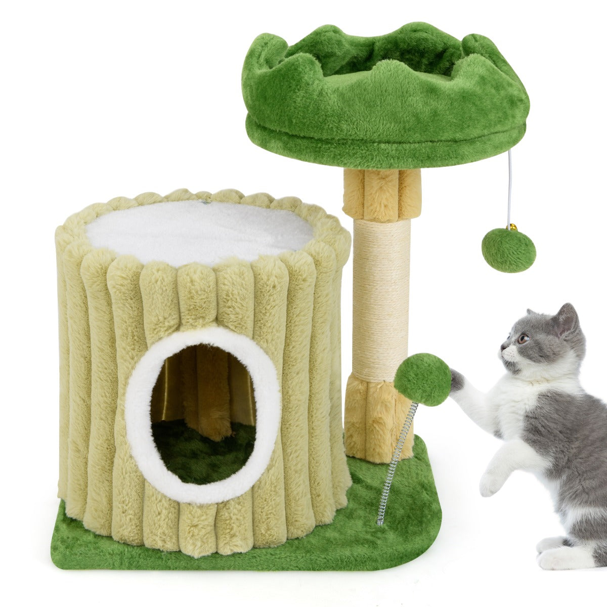 Modern Small Cat Tower Cute Cat Tree with Sisal Scratching Posts