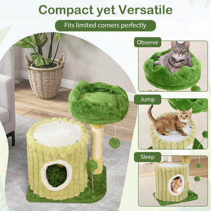 Modern Small Cat Tower Cute Cat Tree with Sisal Scratching Posts