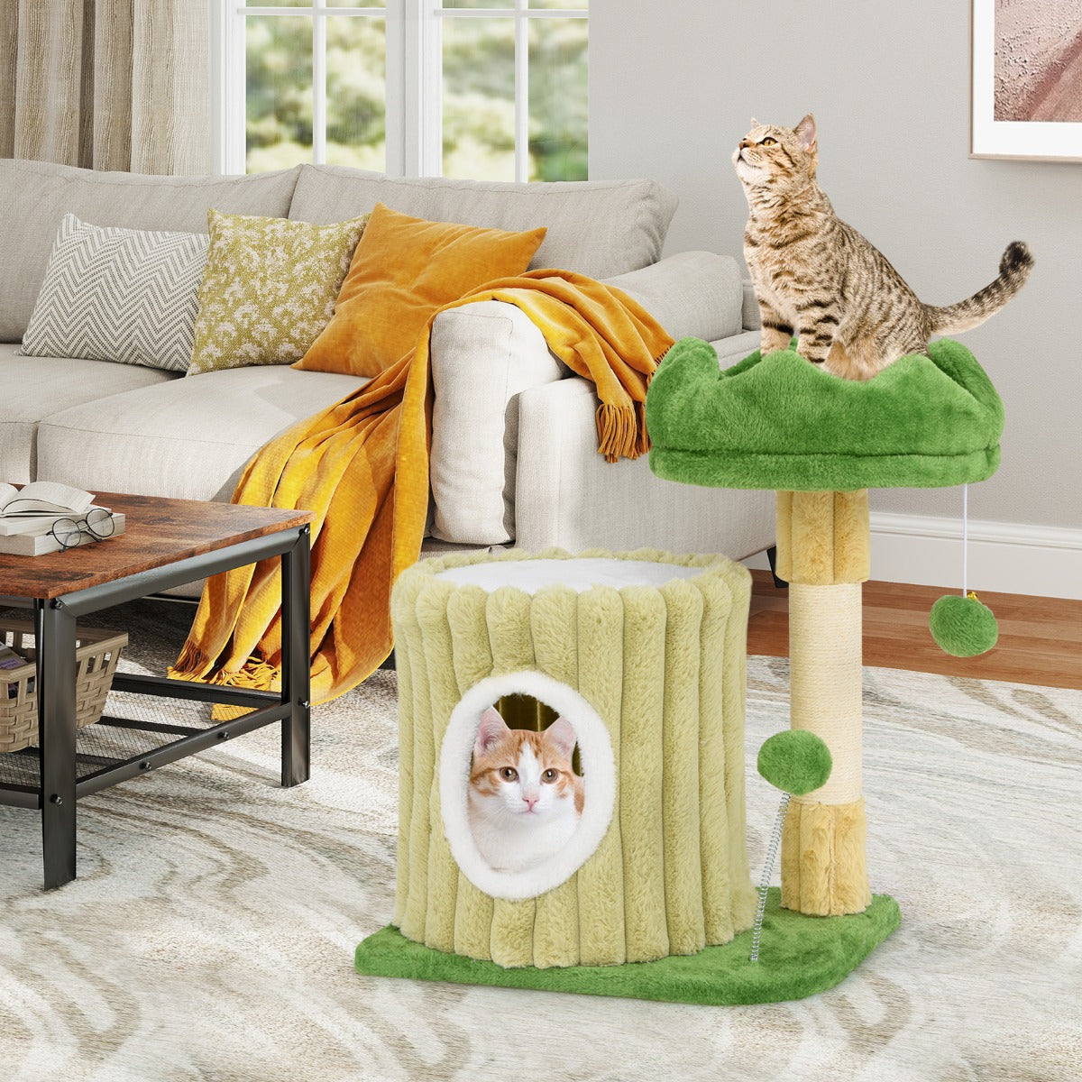Modern Small Cat Tower Cute Cat Tree with Sisal Scratching Posts