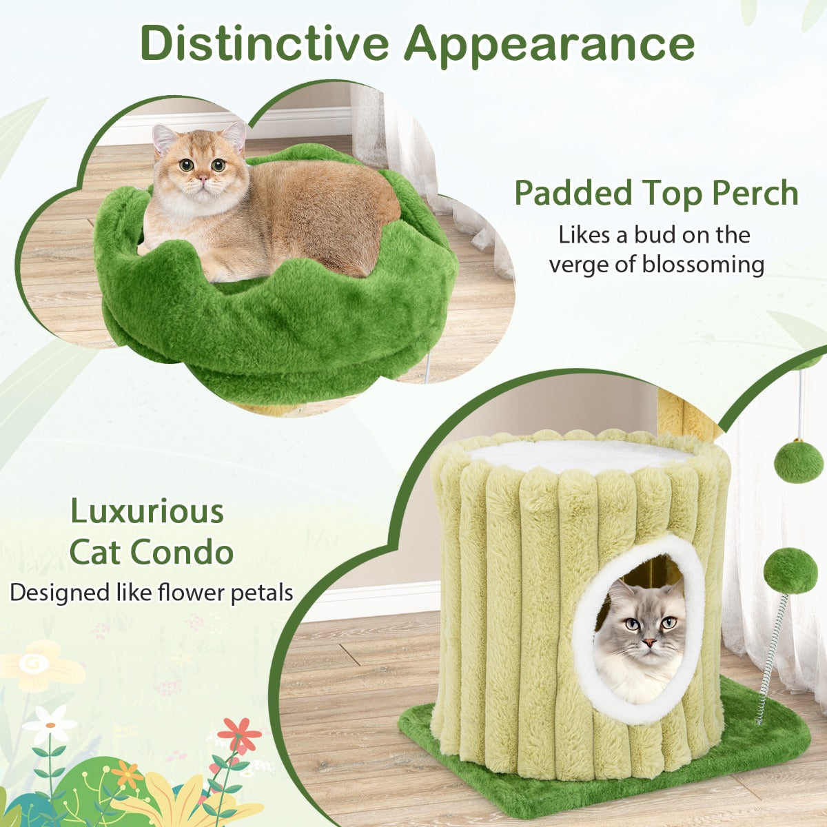 Modern Small Cat Tower Cute Cat Tree with Sisal Scratching Posts