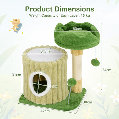 Modern Small Cat Tower Cute Cat Tree with Sisal Scratching Posts