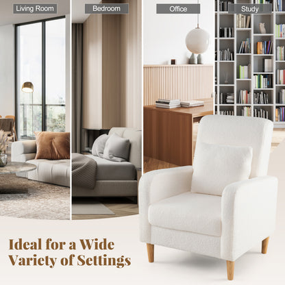 Modern Upholstered Sofa chair with Lumbar Pillow-White