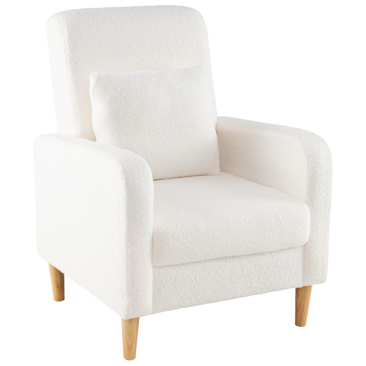 Modern Upholstered Sofa chair with Lumbar Pillow-White